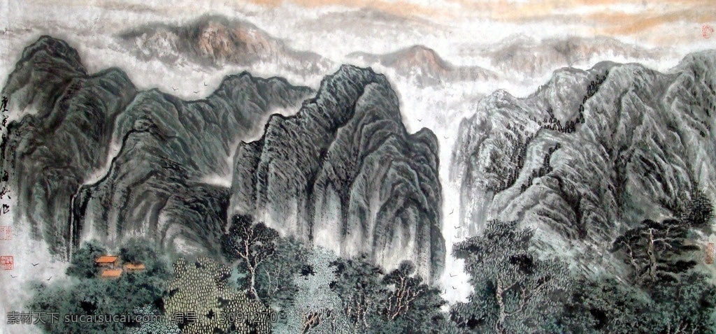 国画 水墨画 水墨山水画 写意山水画 中国山水画 山水国画 工笔山水画 山水风景 风景画 仿古画 古画 文化艺术 绘画书法