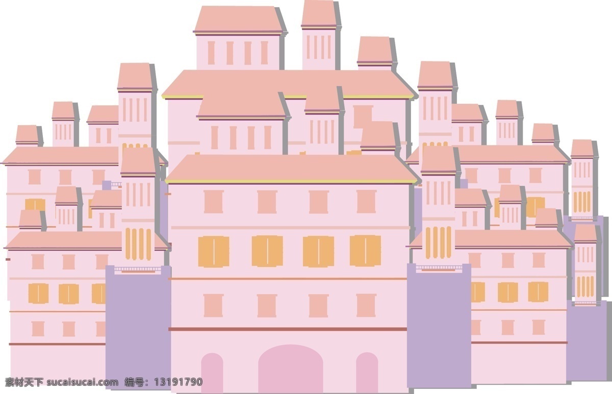 布达佩斯 大 饭店 插画 商用 元素 粉色 梦幻 清新