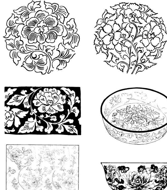 植物 花纹 花 牡丹 花瓶 美术绘画 文化艺术 矢量