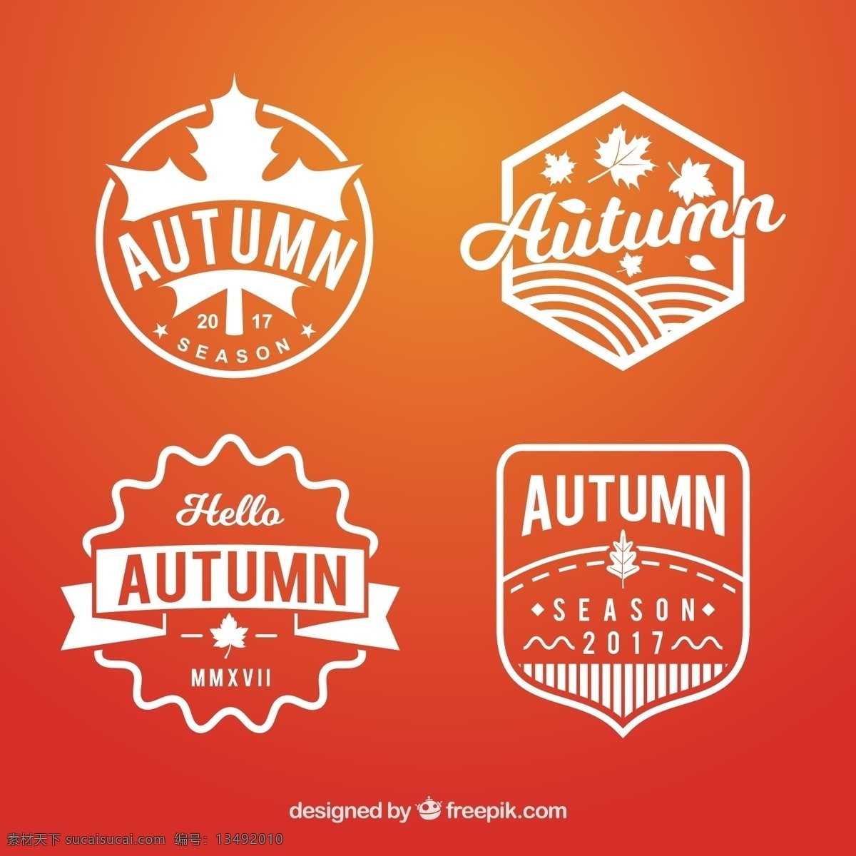 原始 秋季 徽章 叶 自然 可爱 秋天 树叶 五颜六色 平 现代 色彩 平面设计 温暖 树枝 秋叶 季节 可爱的