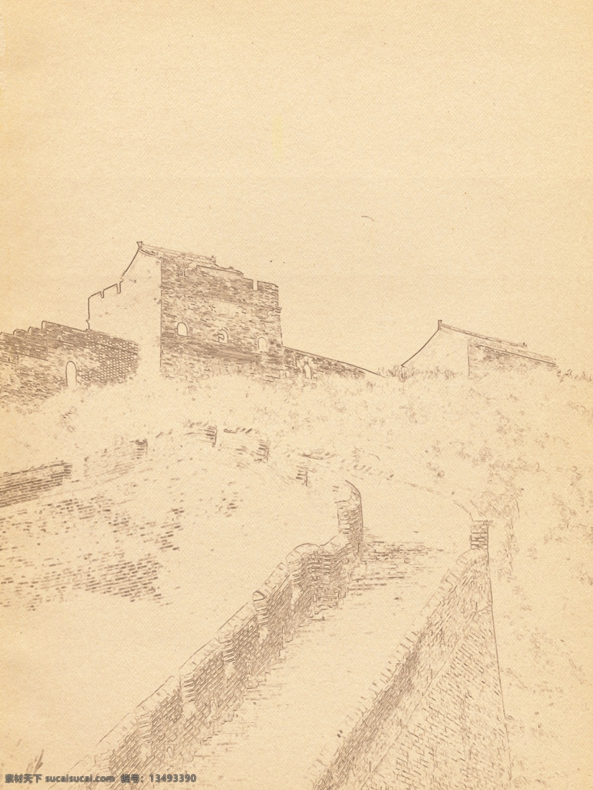 手绘 风格 长城 背景 建筑 banner 插画 古典 手绘风格 古建筑 风 复古 工笔画 古风 海报 简约 素描 速写 色彩 秦始皇 战国 冷兵器 春秋 秦朝 三国 万里长城