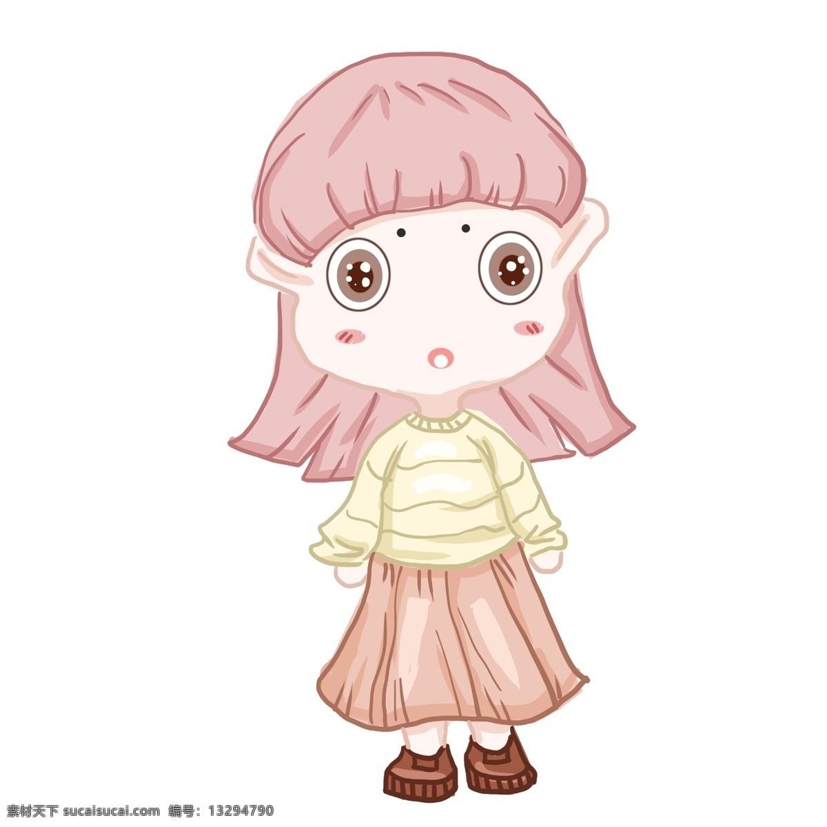 q 版 女生 元素 商用 卡通 可爱 萌系 人物