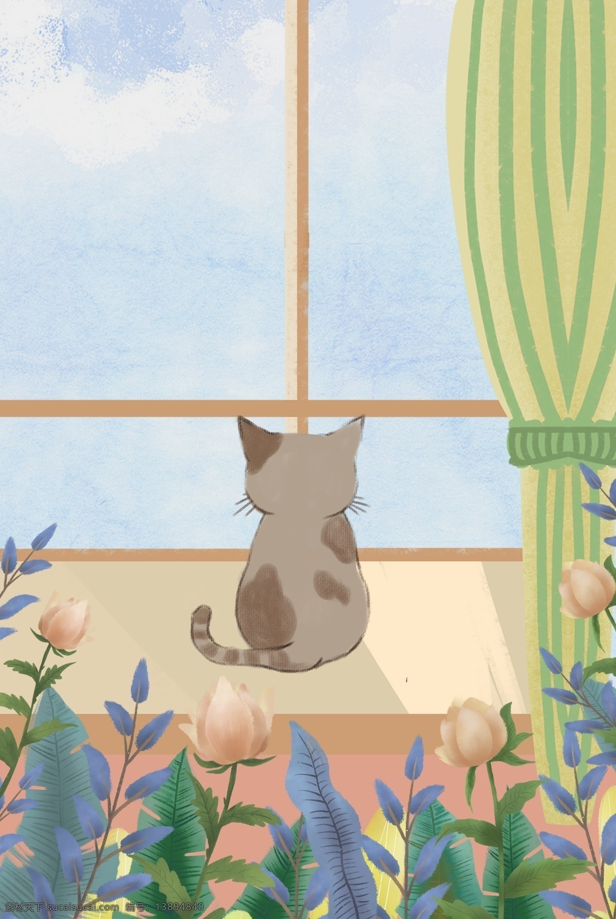 宠物 猫 手绘 清新 卡通 背景 宠物背景 猫咪 宠物猫