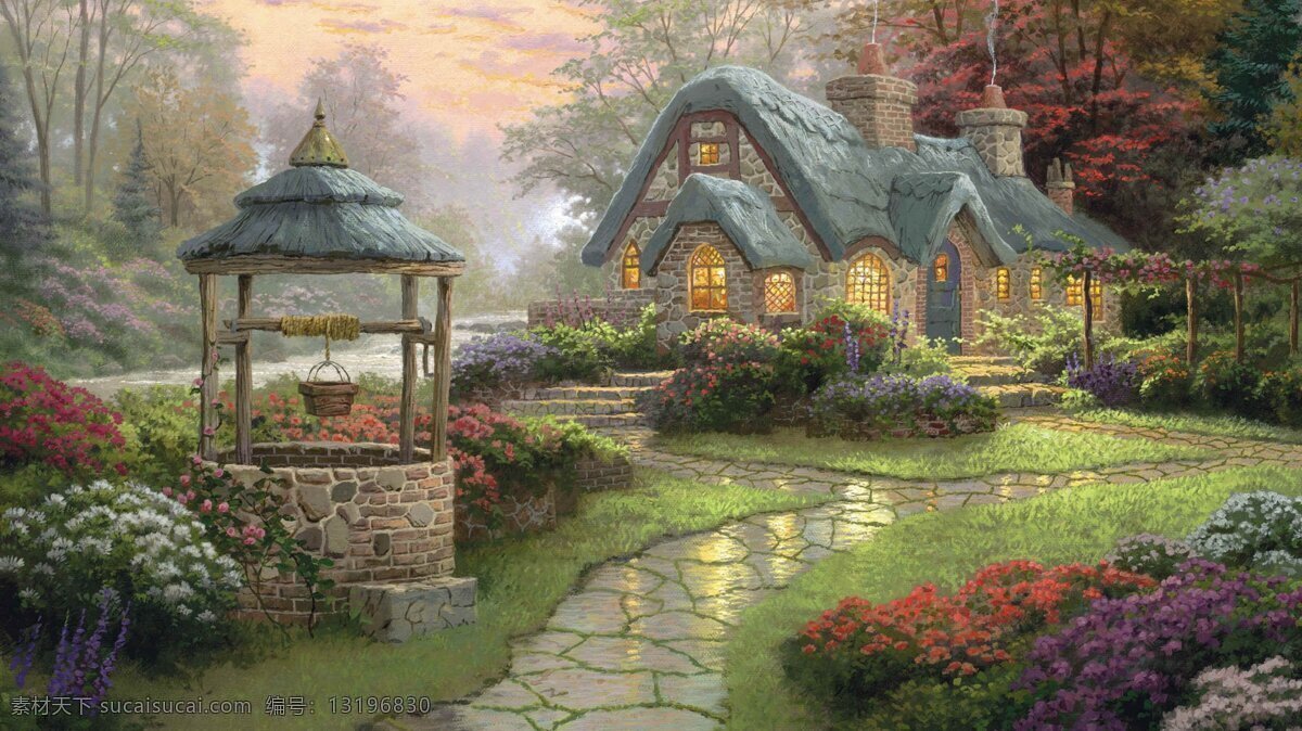 精美 风景画 小房子 托马斯金凯德 许愿小屋 精美风景画