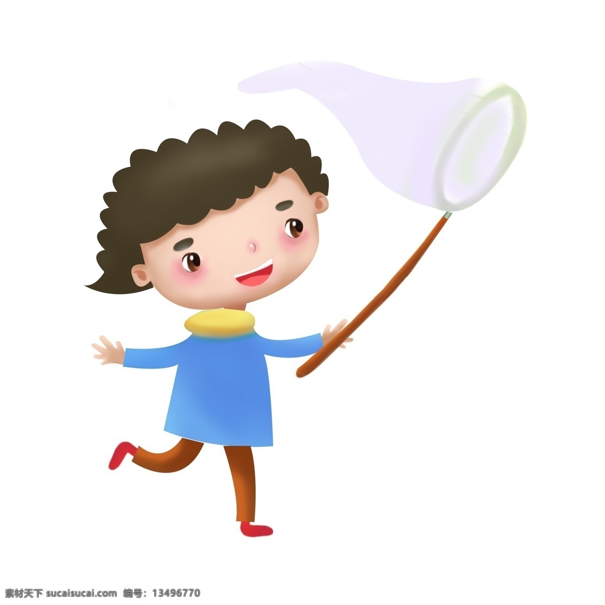 手绘 可爱 网子 小男 生 治愈系 插画 卡通 小男生 人物 小男孩