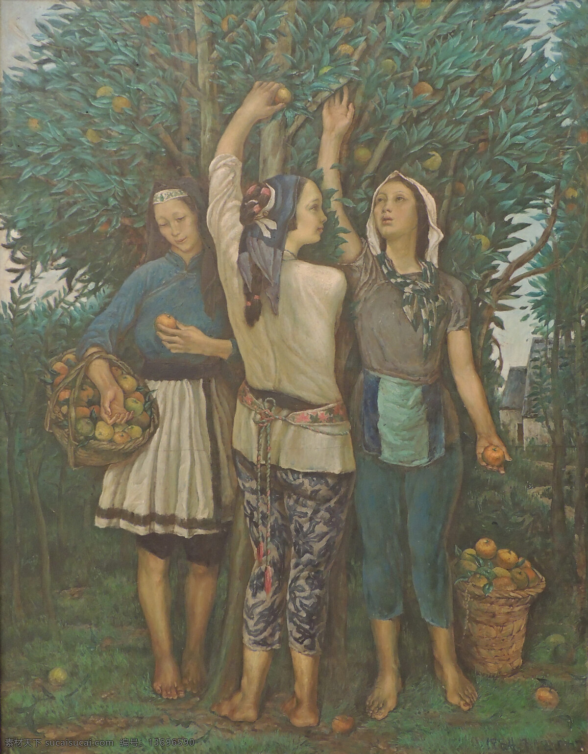 传统文化 丰收 工笔画 绘画书法 吉祥 节日 姐妹 劳动 桔子熟了 乡情 油画 水墨 村姑 自然风光 文化艺术 家居装饰素材