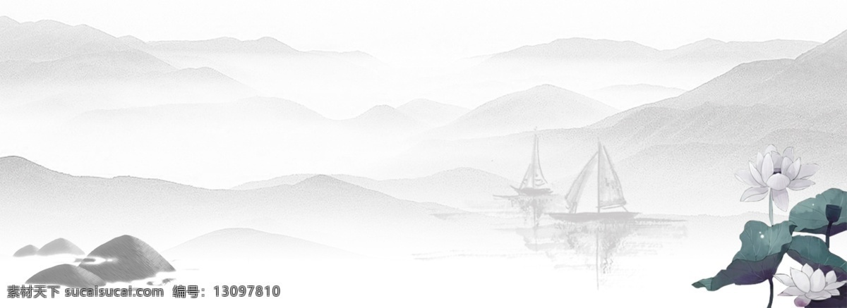 中国 风 山水画 背景 水墨画 中国风 茶叶 分层