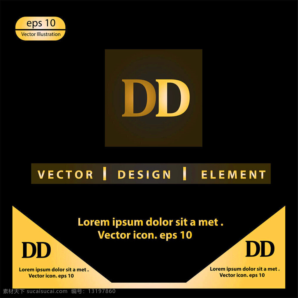 金色 字母 d 标志 logo 创意logo 企业logo logo标志 矢量素材 标志设计 金色标志 字母标志 英文标志