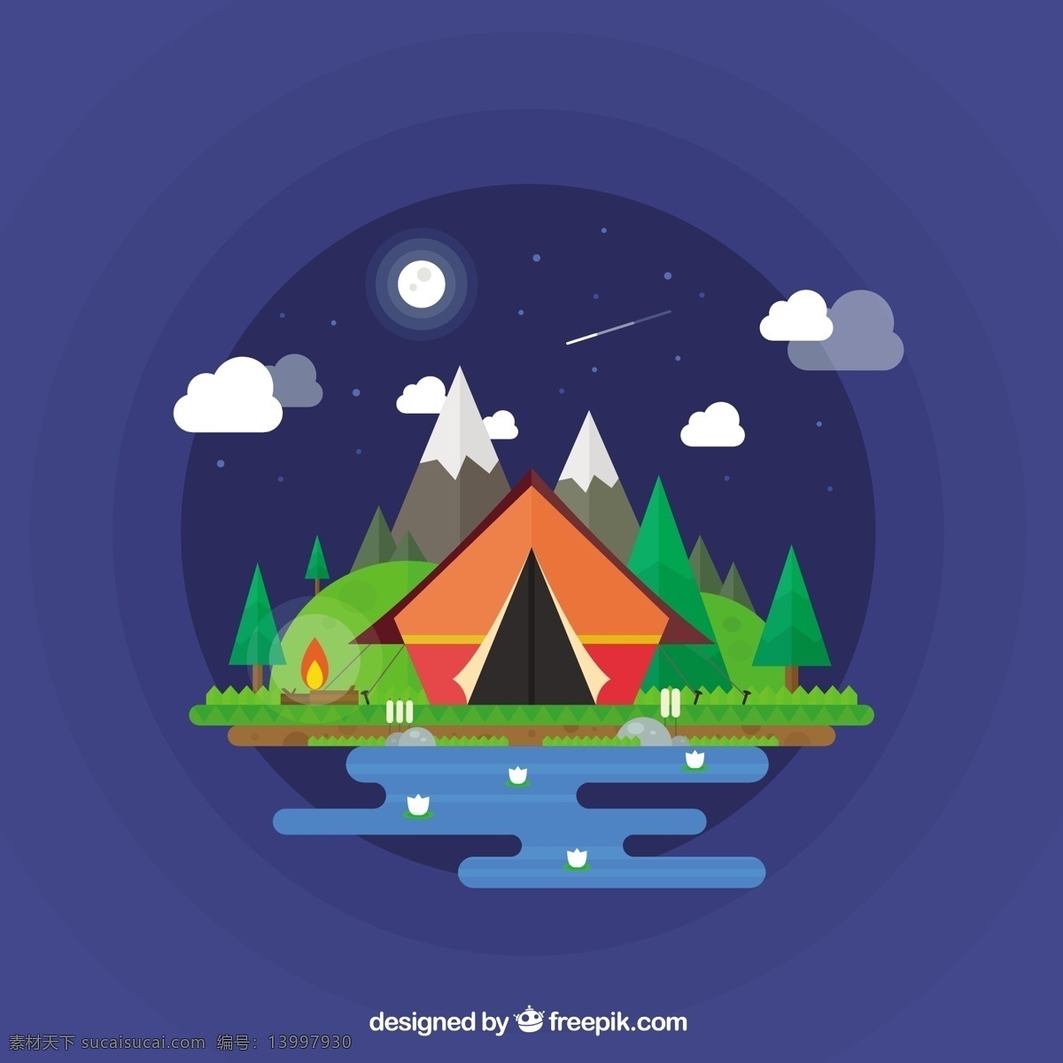 一个 美妙 夜晚 露营 帐篷 自然 山地 森林 月球 夜间 河 山 营 探险 户外 松 登山 体验 乡村 攀登 装备 星空 精彩 蓝色