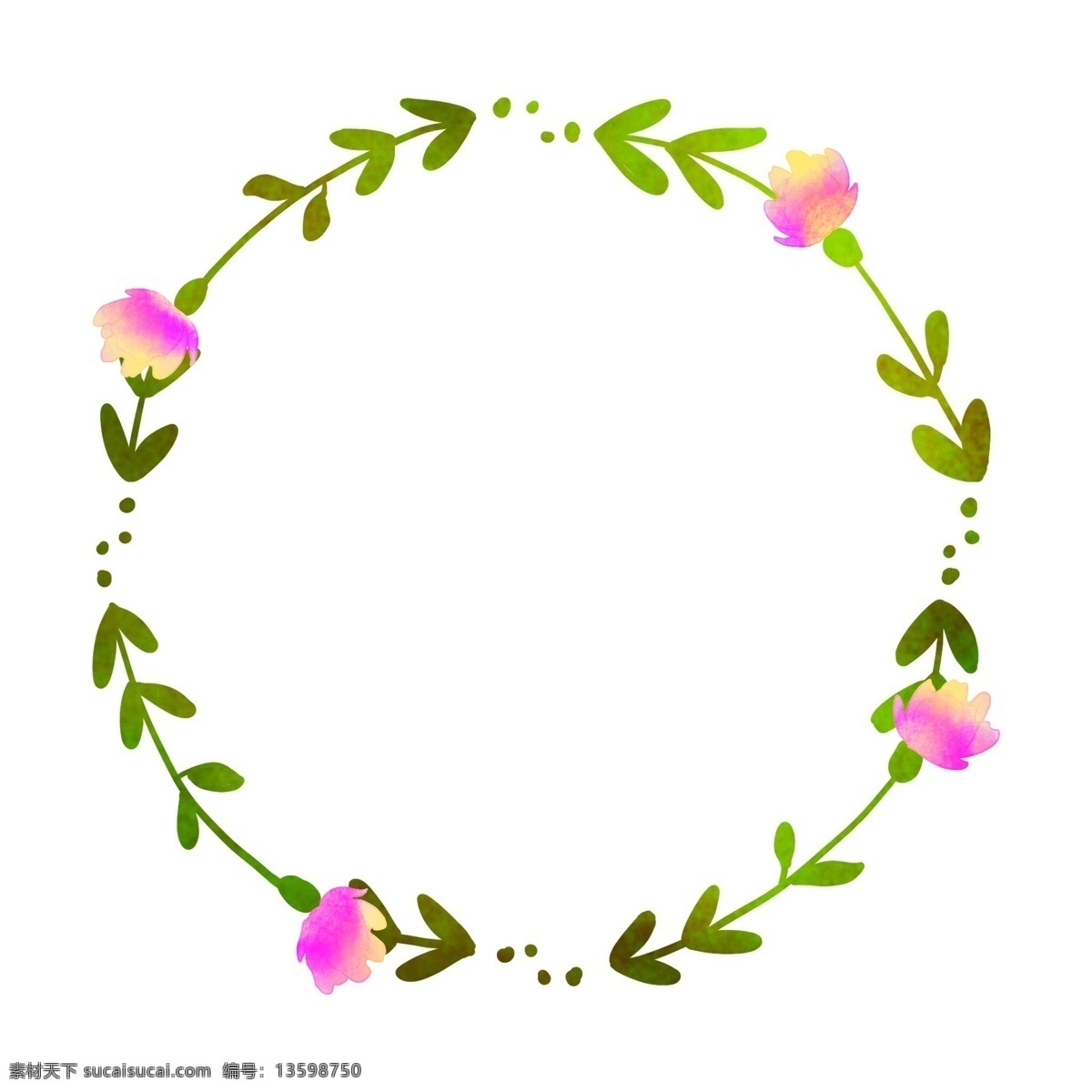 春季 植物 花环 边框 粉色花环边框 花朵装饰边框 春季植物 枝藤花环边框