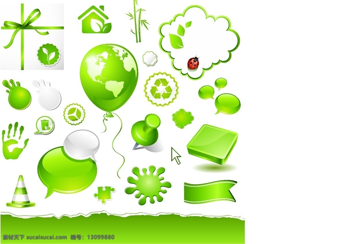 水晶 质感 环保 图标 矢量 地球 环境 回收 绿色 瓢虫 生命 矢量环保 矢量图 循环 叶子 现代科技