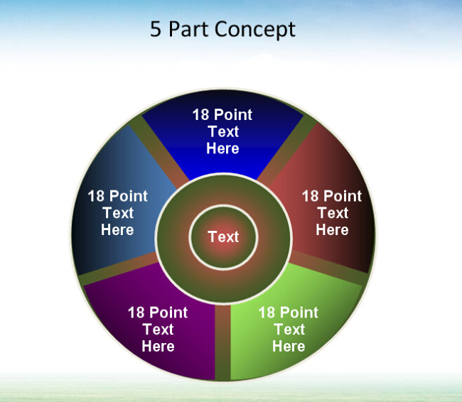 五部 分 内容 ppt模板 五部分内容 饼状板块 背景 模板