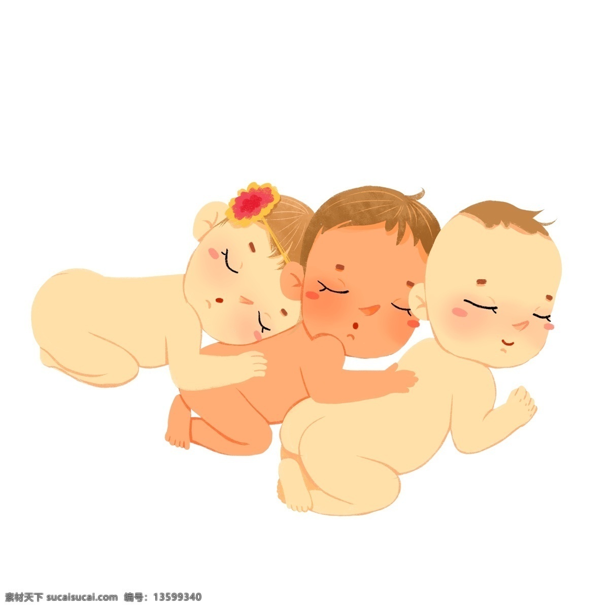 正在 睡觉 三个 小朋友 婴儿 baby 倚靠 可爱 卡通 人物 小屁股 多人 三个小孩 有爱 依偎 童趣 新生儿