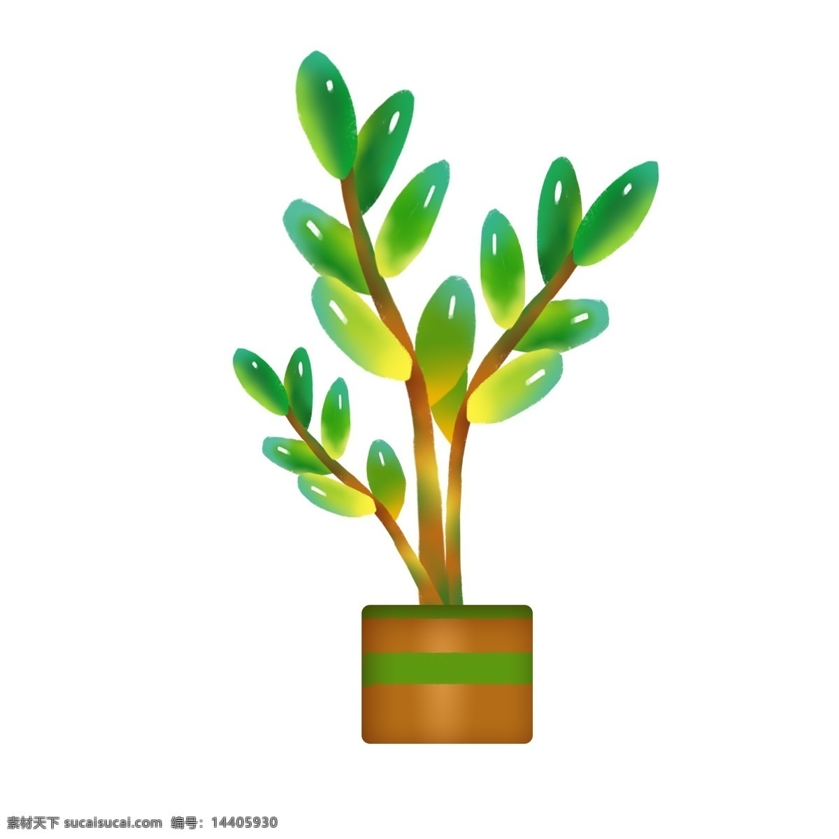 装饰 绿色植物 插画 装饰的植物 卡通插画 绿植插画 植物插画 枝条插画 漂亮的盆栽