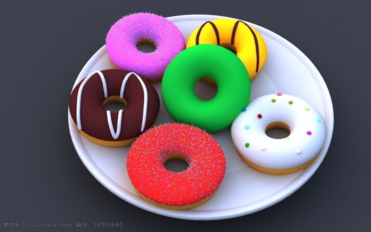 甜甜 圈 食品 油炸圈饼 3d模型素材 其他3d模型