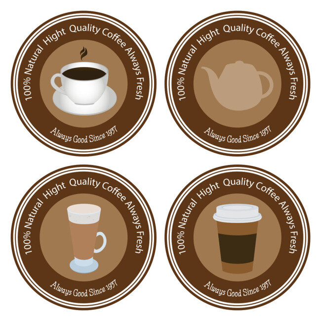 咖啡餐饮标签 咖啡logo 咖啡 茶饮 外国