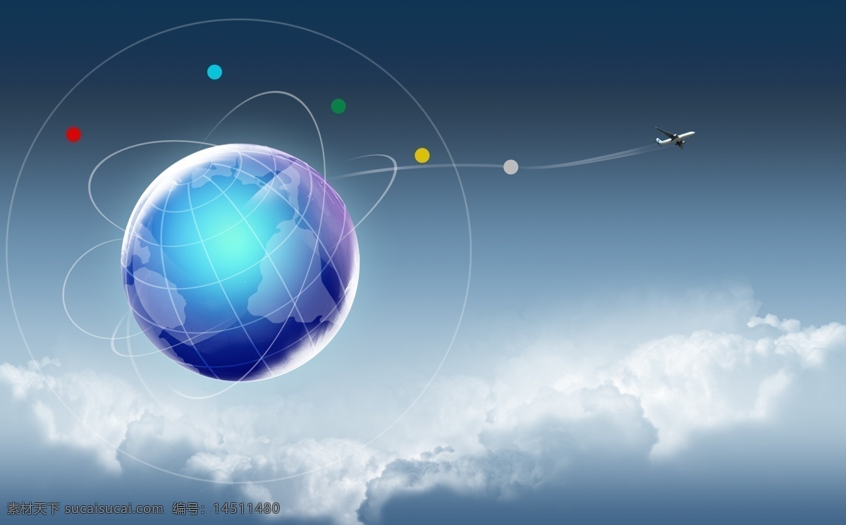 科技 地球 科技之光 行星 云彩 psd源文件