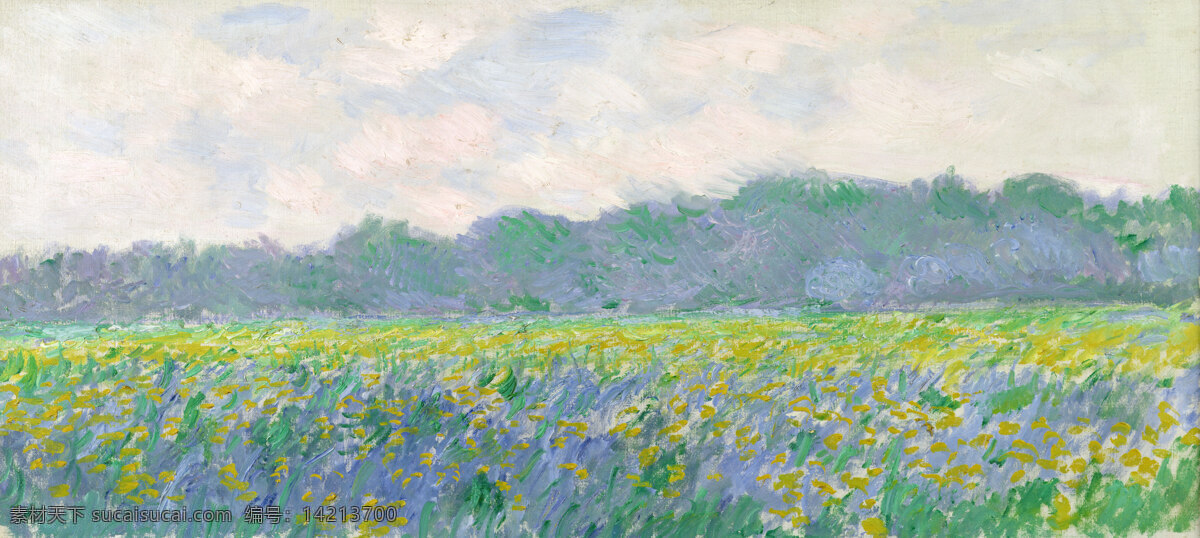 monet 风景 油画 装饰画 claude 莫 奈 oscar 法国 画家 克劳德 giverny at irises yellow of field