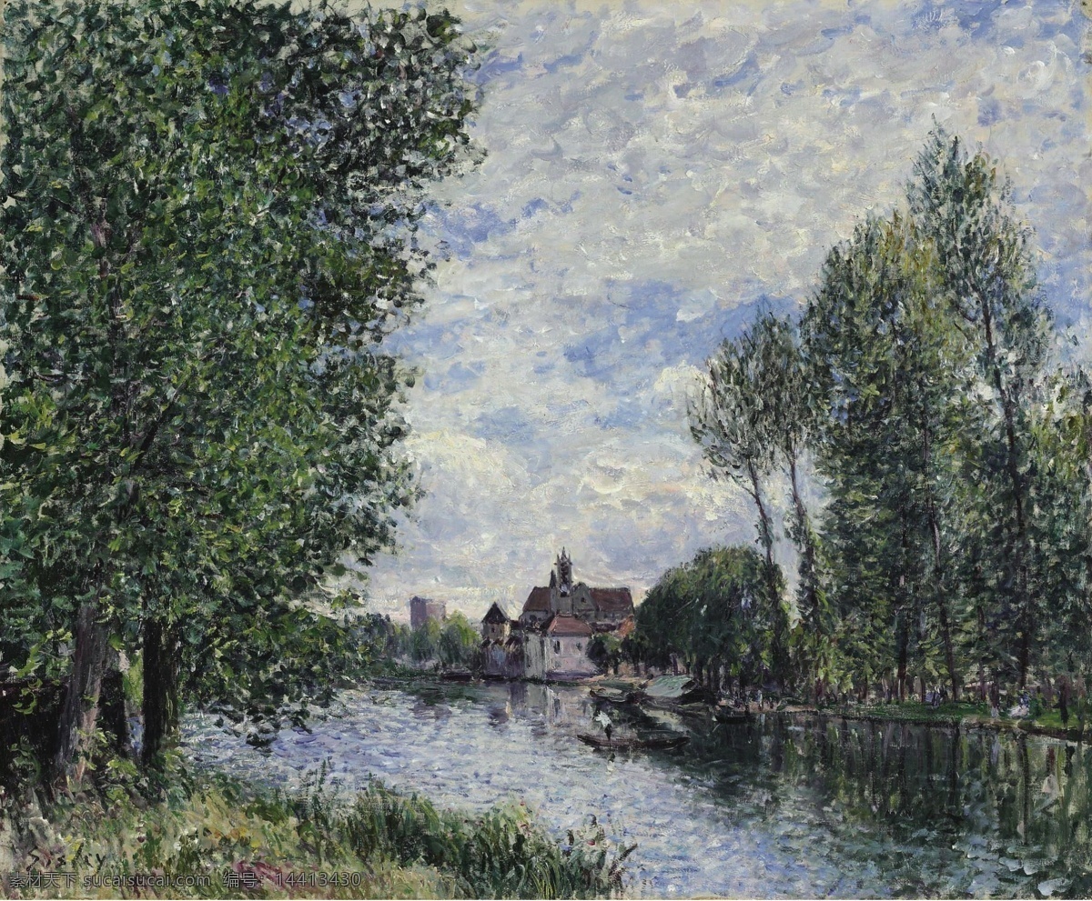 sisley 印象派 自然风景 天空 油画 装饰画 法国 画家 阿尔弗 莱德 西 斯莱 alfred moret in summer the