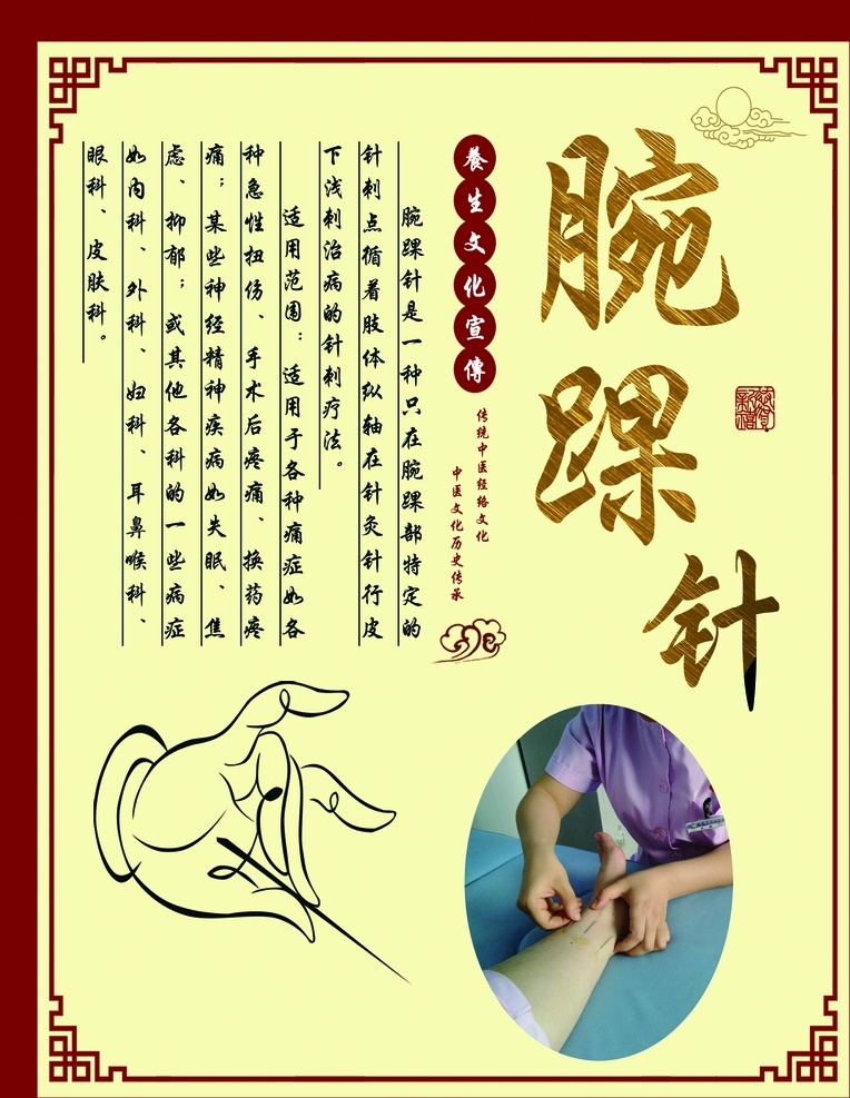 腕踝针 中医 养生 文化 技术 医院文化 底纹边框 背景底纹