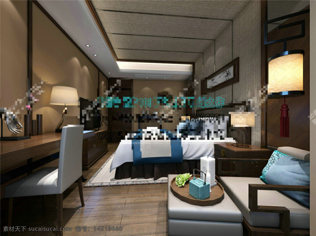 中式 卧室 模型 3d 室内装修 室内装饰模型 3d模型 室内模型 室内设计模型 max 黑色