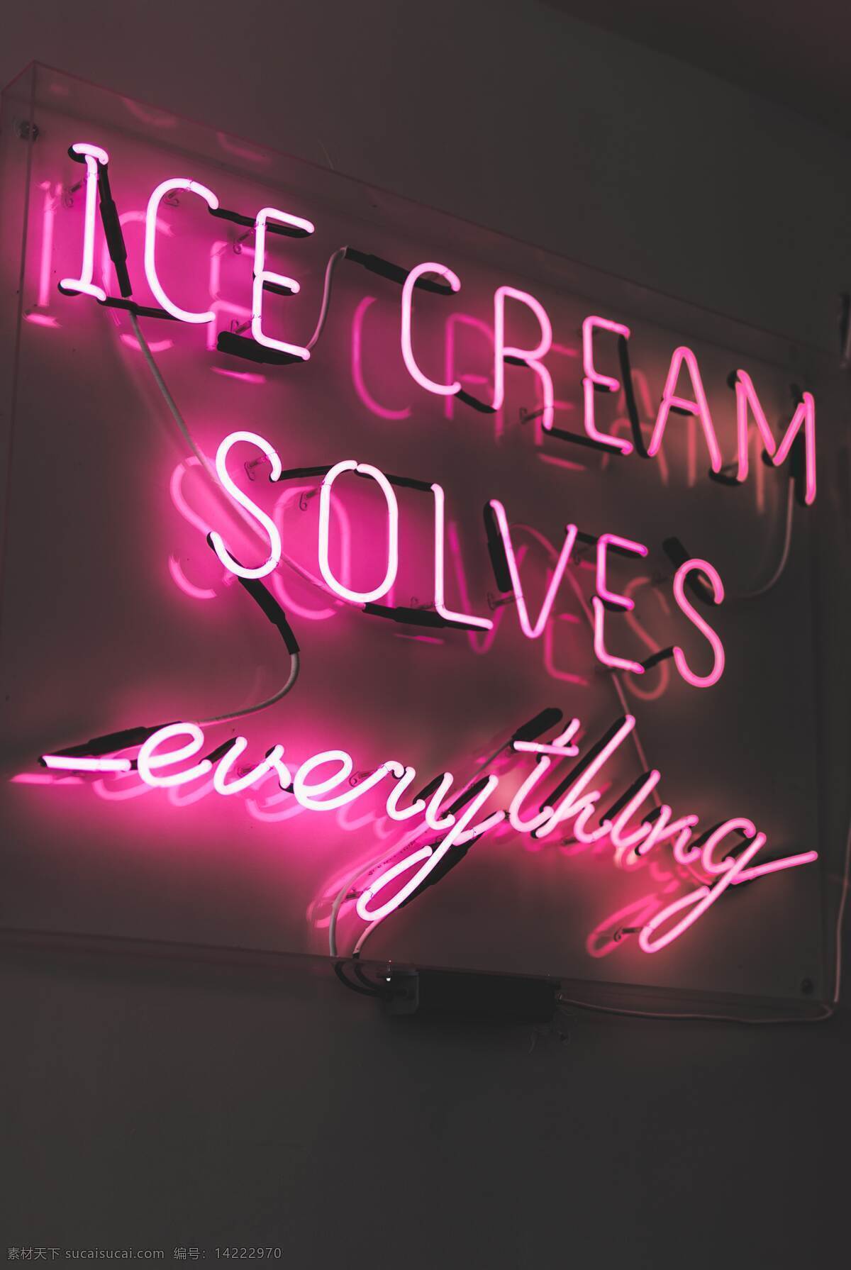 英文 冰淇淋 发光 字 ice cream 甜筒 冰棒 发光字 广告字 粉色光 红色光 室外广告设计