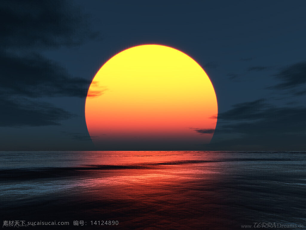 日落 日出 海 海上日落 海上日出 黄日 自然风景 自然景观