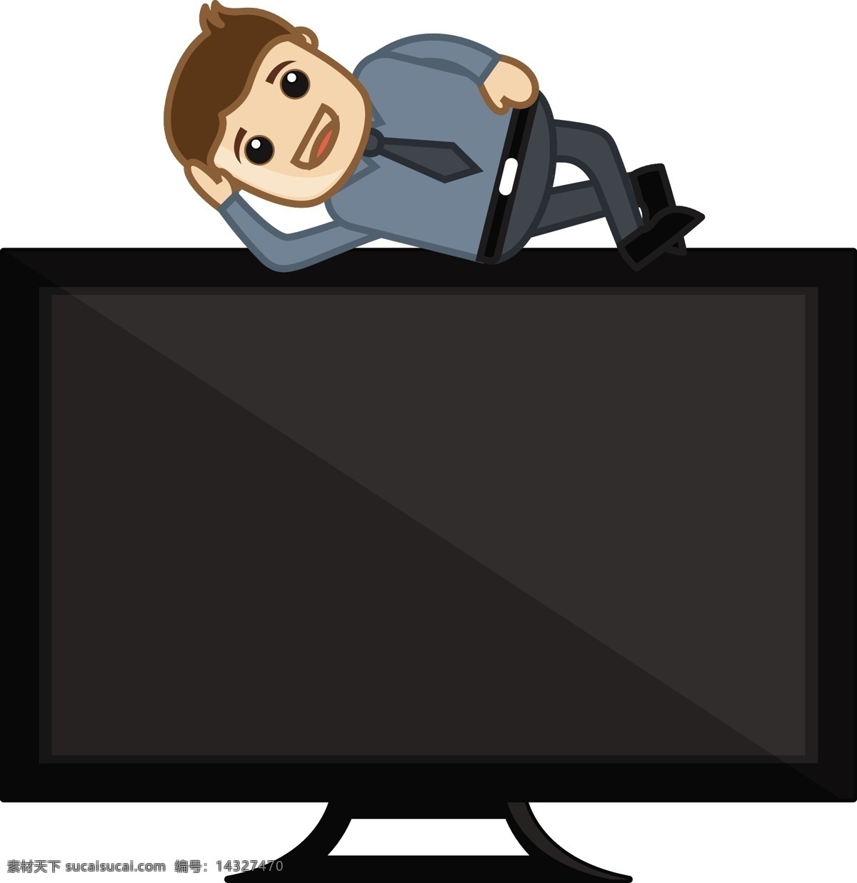 人 躺 电视 屏幕 上 休闲 概念 商业 漫画 白色