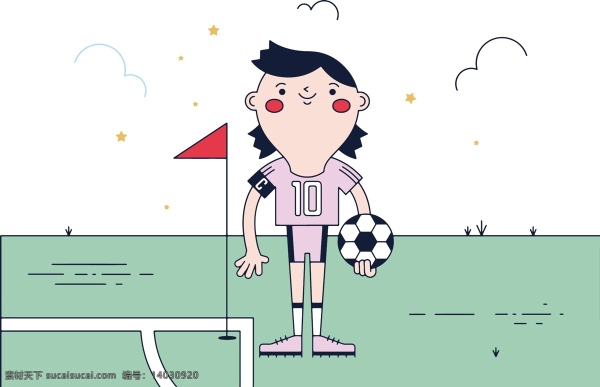 卡通 运动 儿童 插画 儿童插画 卡通插画 手绘插画 可爱 足球 足球员