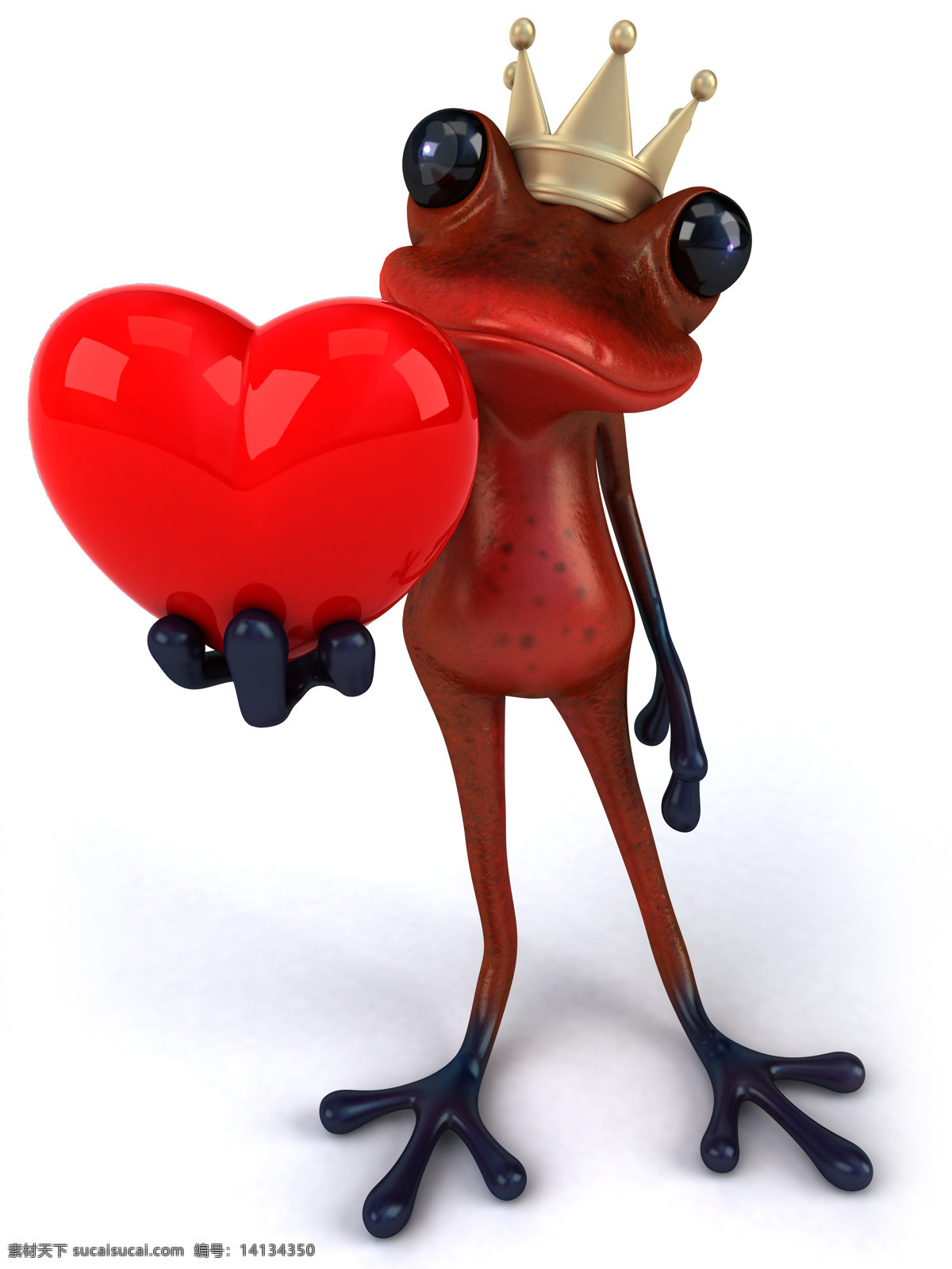 3d设计 爱情 爱心 红心 皇冠 青蛙 情人节 3d青蛙 心形 王冠 示爱 野生动物 生物世界 3d模型素材 其他3d模型