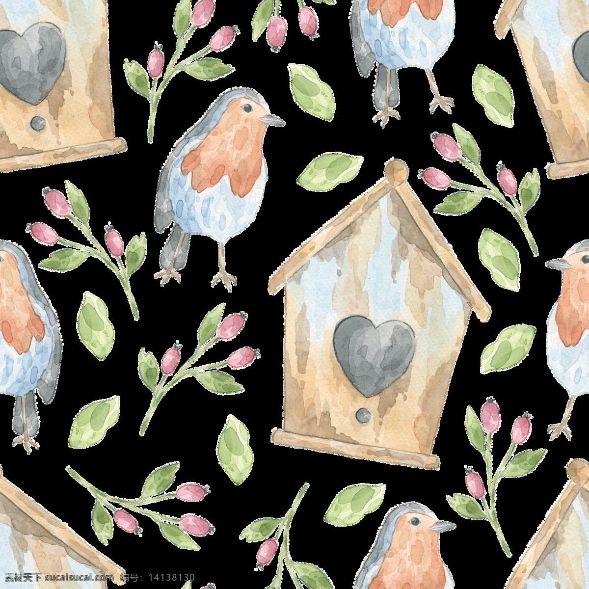 啄木鸟 屋 填充 背景 小屋 小鸟 透明素材 免扣素材 装饰图案