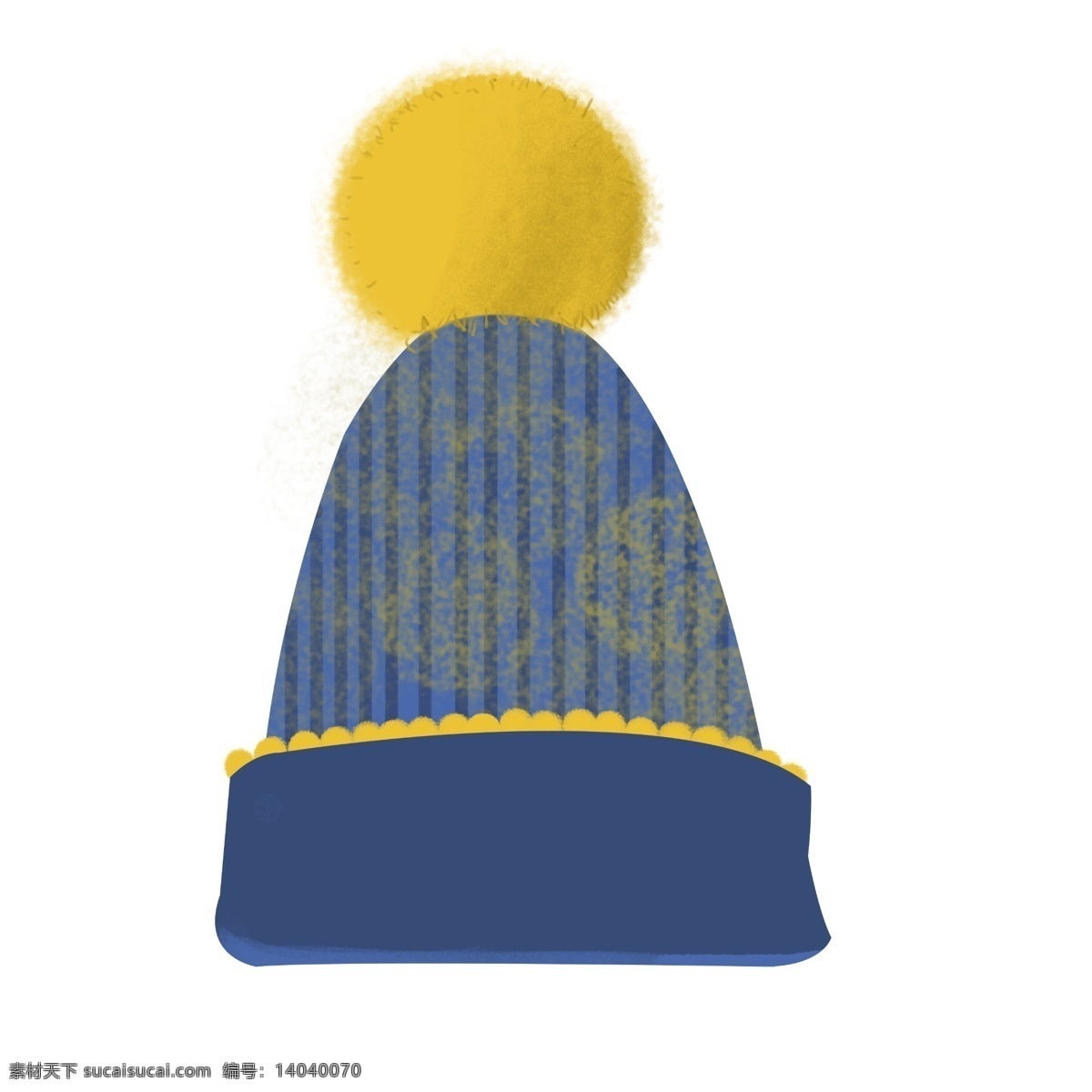 蓝色 保暖 帽子 插画 黄色毛球 蓝色帽子 冬季帽子 帽子插图 保暖帽子插画 蓝色保暖帽子 儿童帽子
