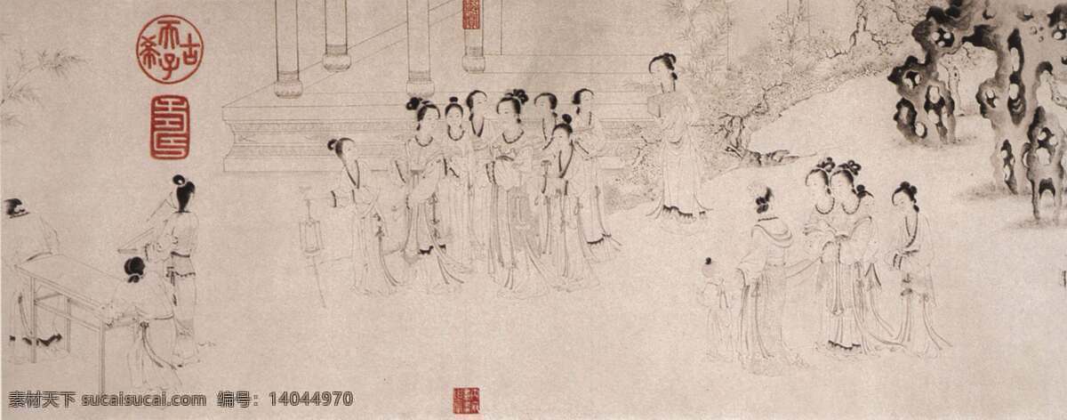 印章 人物画 工笔 古典 古画 绘画 水墨 中国画 中华传世国画 中国画艺术 文化艺术