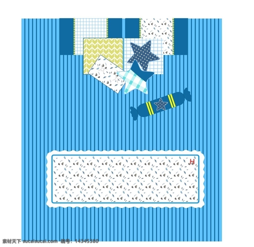 地中海 风格 床 品 儿童床品 床上用品 蓝色 男孩 海洋风 矢量图 环境设计 室内设计