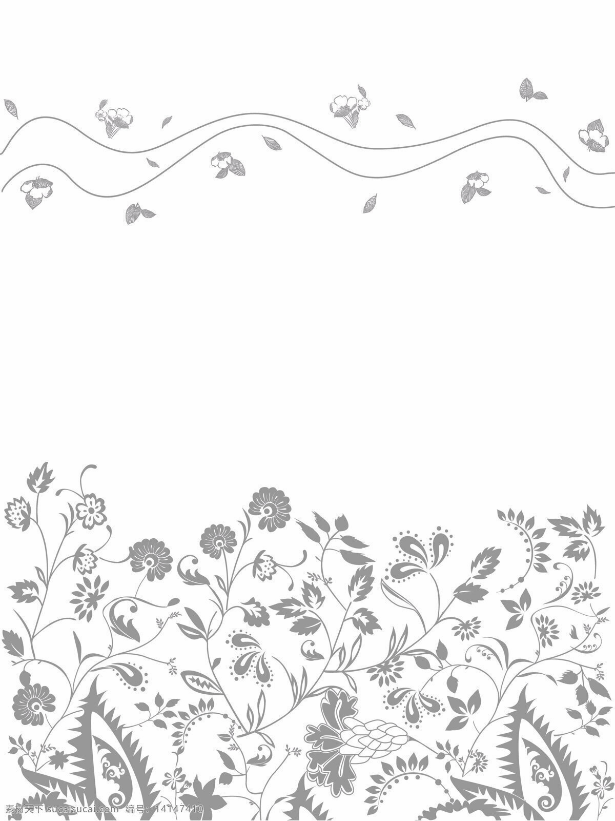满园春色 移门 花 背景 灰色花 线条花 移门图案 底纹边框