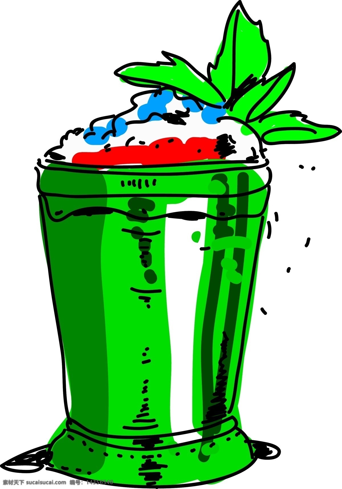 卡通 线条 饮料 矢量 卡通的饮料 饮品 冰镇饮品 冰镇的 卡通饮品 绿色叶子 叶子 绿叶 线条饮品