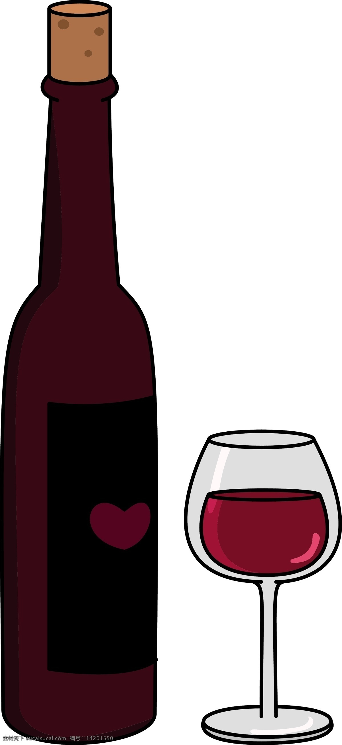 情人节 红色 红酒 插画 红酒装饰 爱心红酒 小 物 红色的红酒 白色的高脚杯 美味的红酒