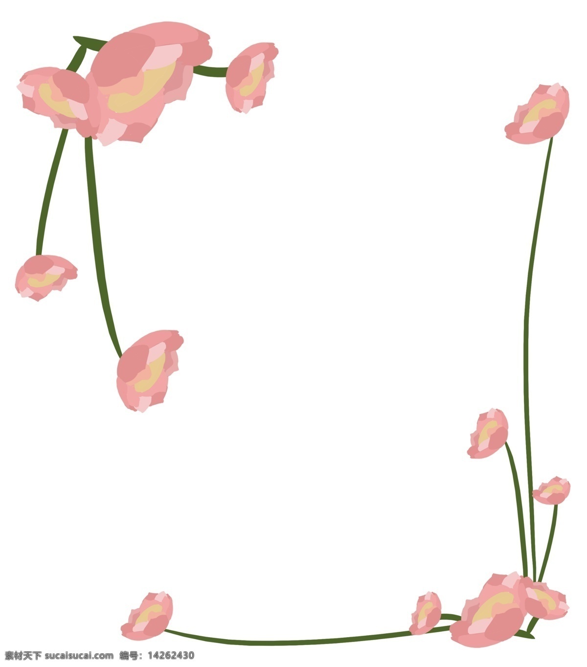 粉色 卡通 小花 边框 花朵