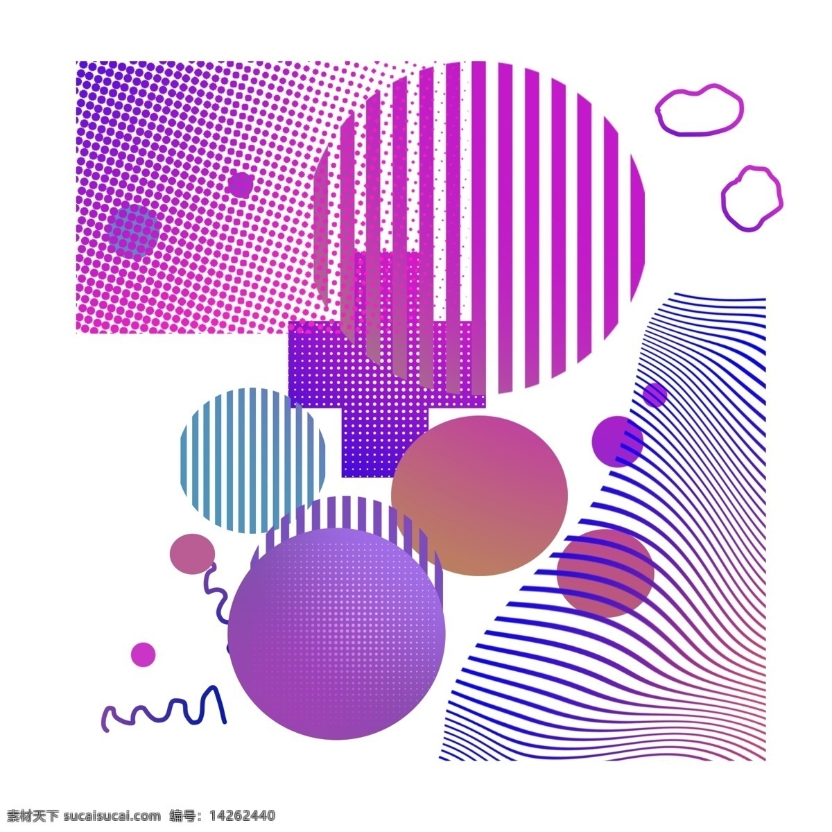 紫色 孟菲斯 风格 漂浮 装饰 波纹 几何 电商 首页 彩带 礼花 线条点线面 几何形状 时尚创意