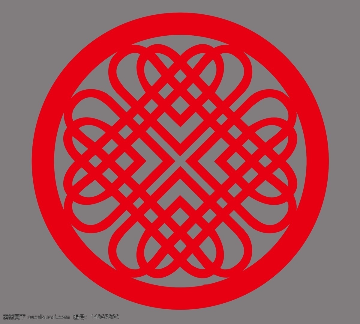 中国结 圆形 红色 传统 经典