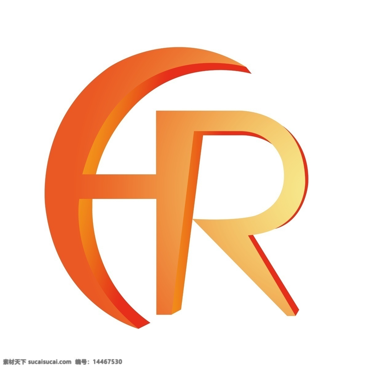 hr 字母 logo 企业logo 橘色logo