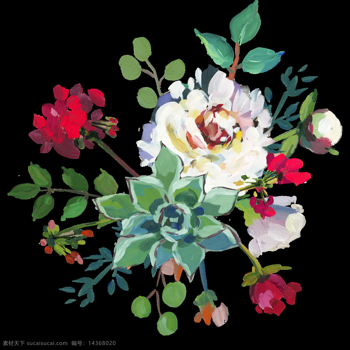 手绘 白色 牡丹花 透明 多肉植物 红色 绿色 玫瑰花 免扣素材 水彩 透明素材 叶子 装饰图案