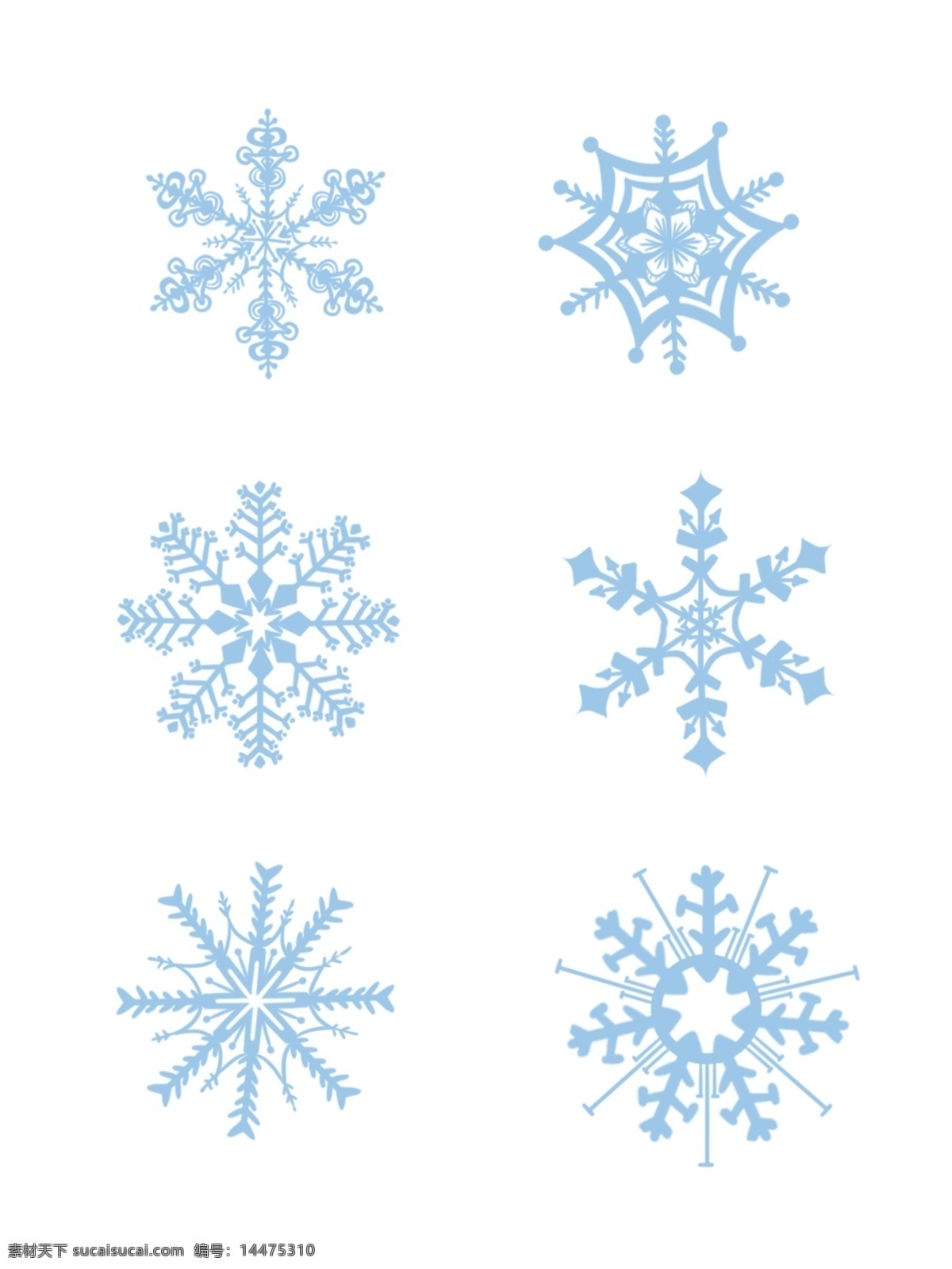 商用 蓝色 雪花 套 图 套图 可商用 手绘 冰晶 装饰图案