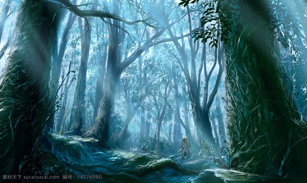 奇幻意境 童话森林 森林 树木 大树 古树 原始森林