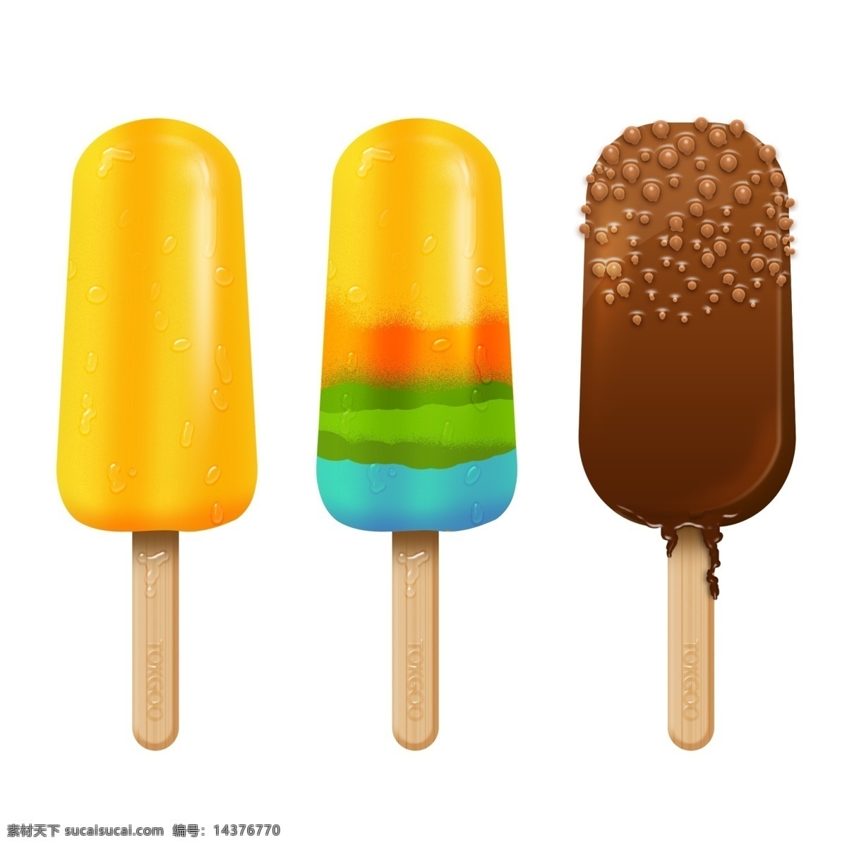 雪糕 棒冰 冰棒 巧克力 朱古力 缤纷 五彩 夏日 夏天 冷饮 冰冻 食品 食物 冷冻 手绘 分层