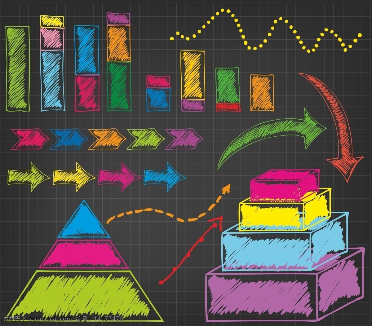 手绘图表 版式设计 图表设计 目录 箭头 业绩 商务图表 商业图表 图表 ppt文档 演示文稿 幻灯片 区分 排列 元素 功能区标签 统计图表 矢量 商务金融 商业插画