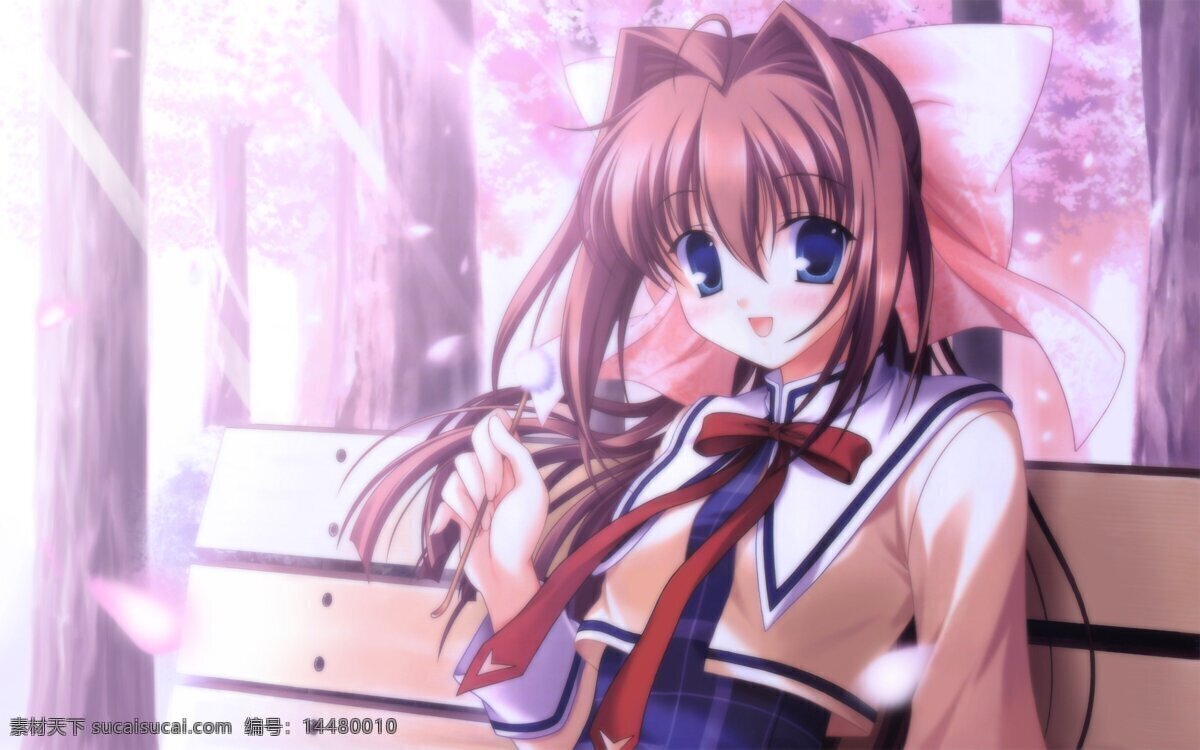 美 少女 长发 动漫 蝴蝶结 美少女 校园 樱花 制服 初音岛 卡通 可爱