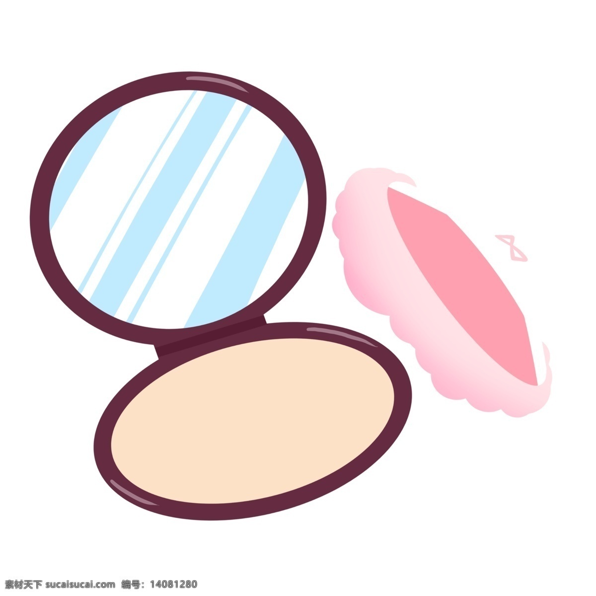 美妆气垫粉扑 小镜子 修容 粉色粉扑