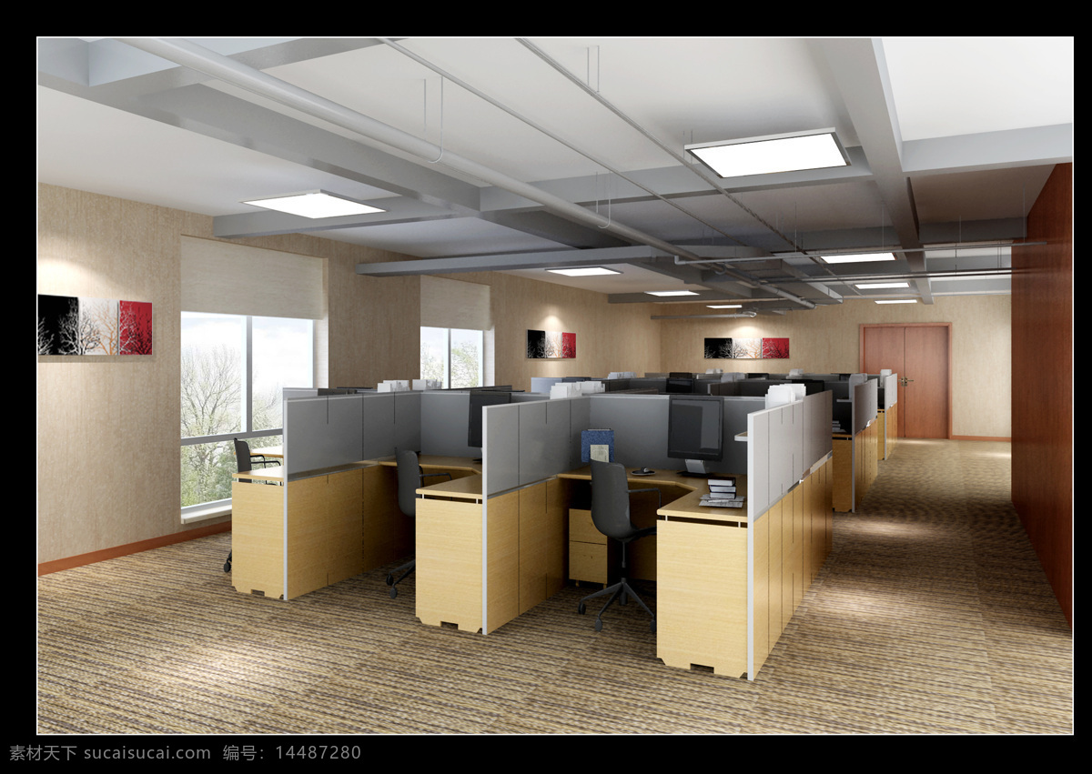 办公 空间 效果图 办公室 办公桌 环境设计 室内设计 设计素材 模板下载 装饰素材