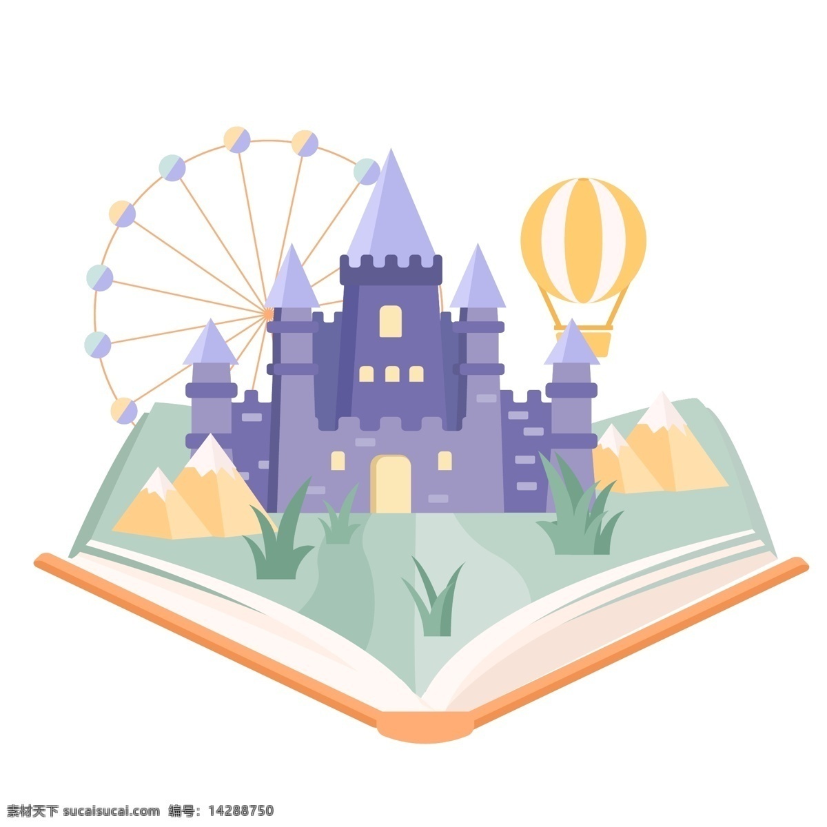 城堡 折叠 故事 书 卡通 矢量 书本 图书 3d 梦幻